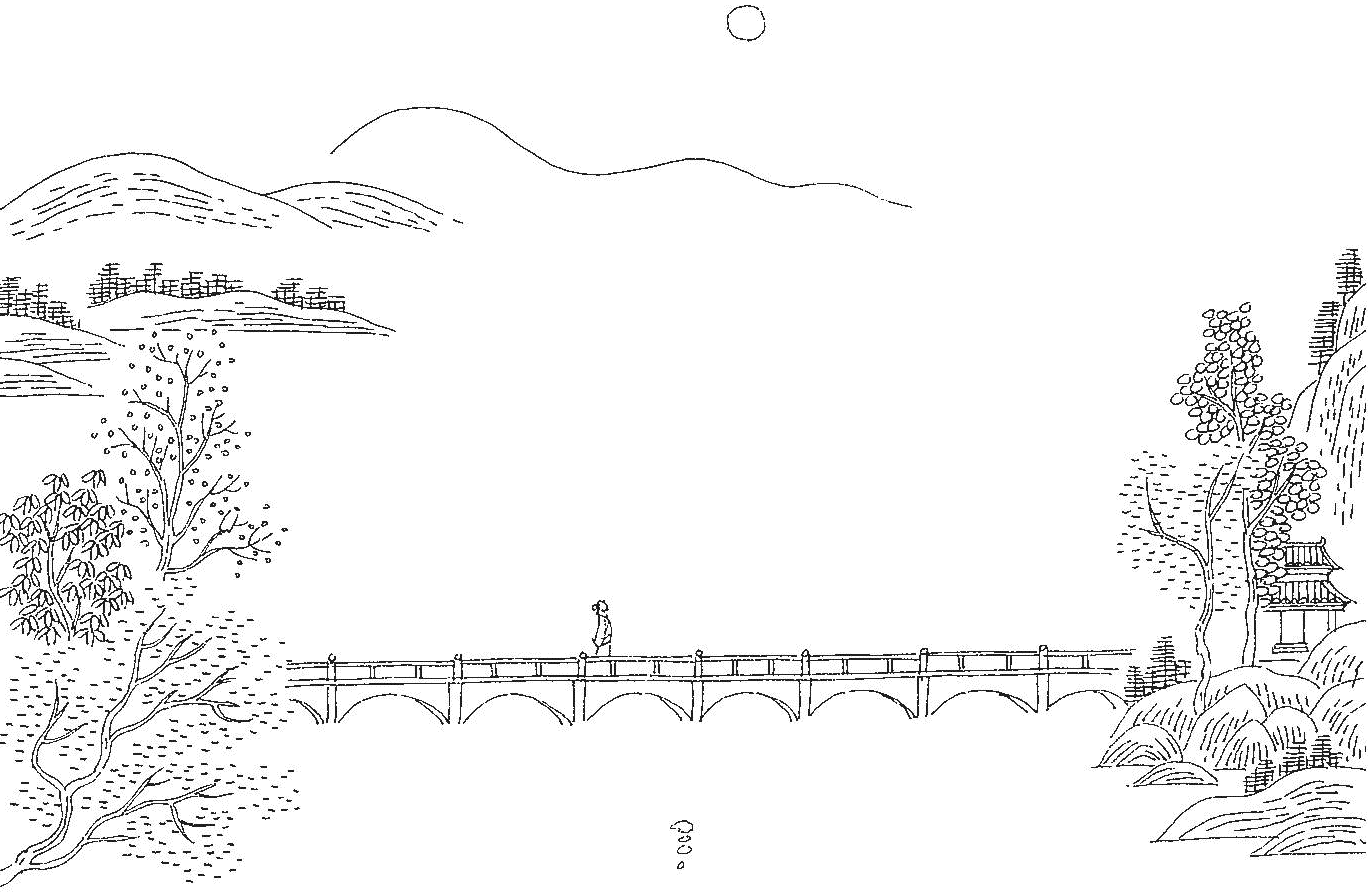 卢沟桥简笔画手绘图片